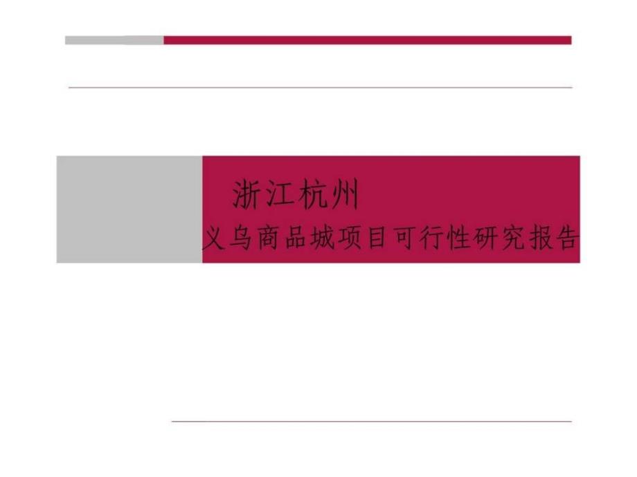 浙江杭州义乌商品城项目可行性研究报告_第1页