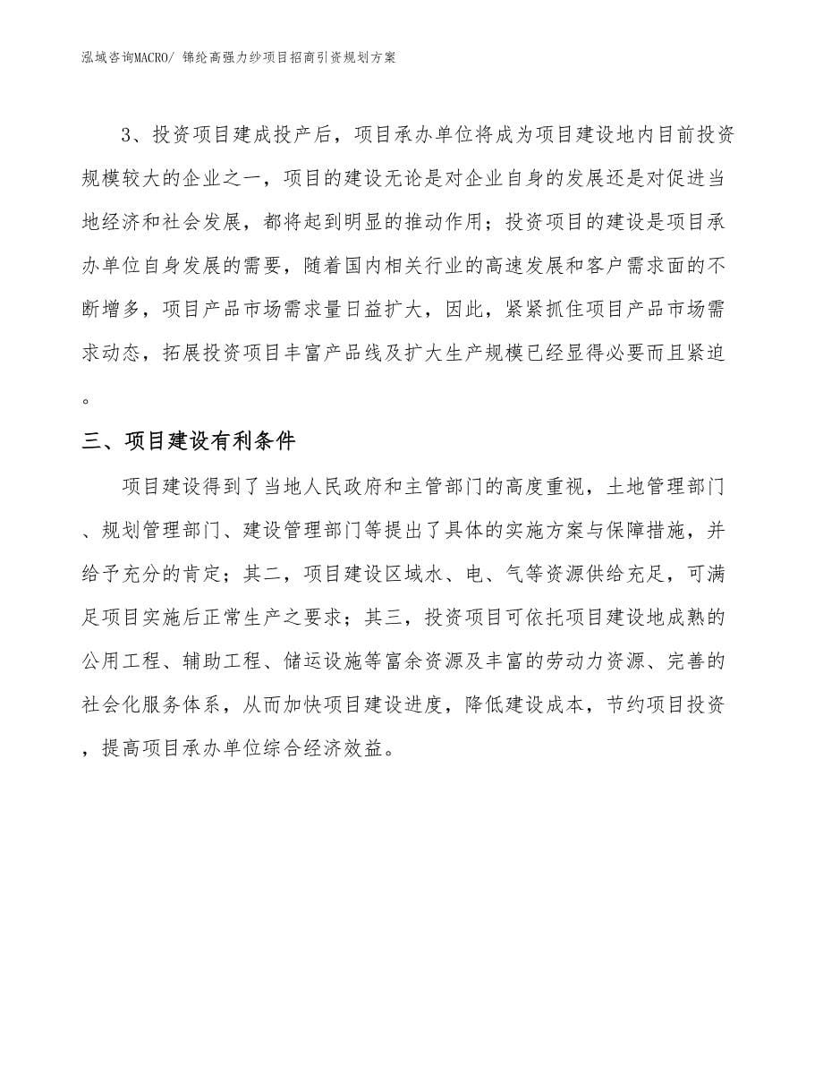 锦纶高强力纱项目招商引资规划方案_第5页