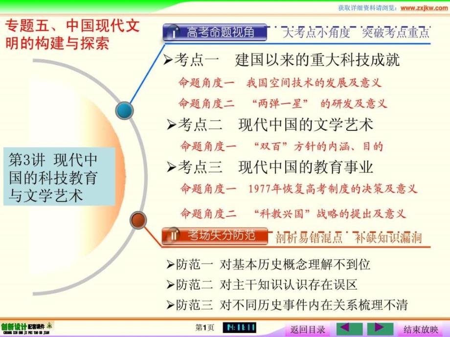 历史二轮复习专题五第3讲现代中国的科技、教育与文学_第1页