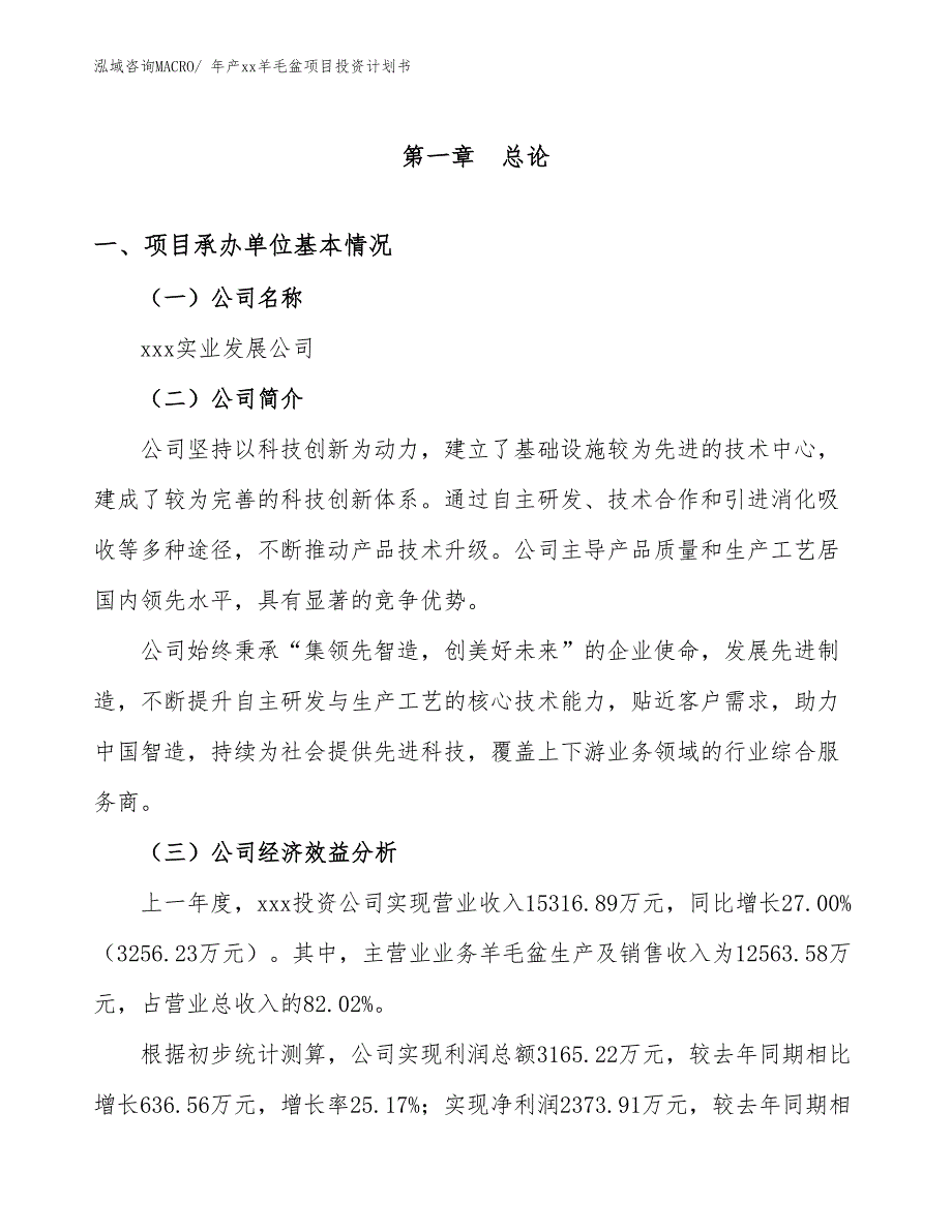 年产xx羊毛盆项目投资计划书_第3页