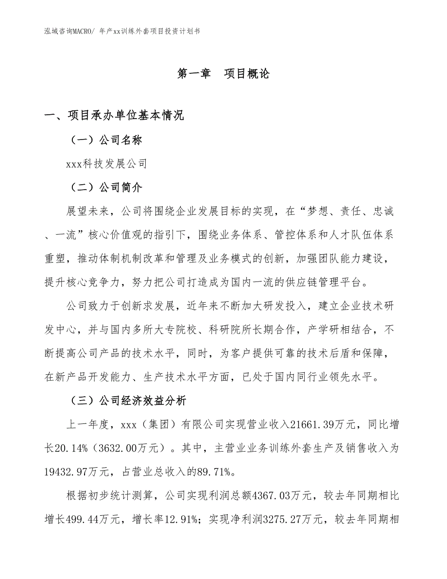 年产xx训练外套项目投资计划书_第3页