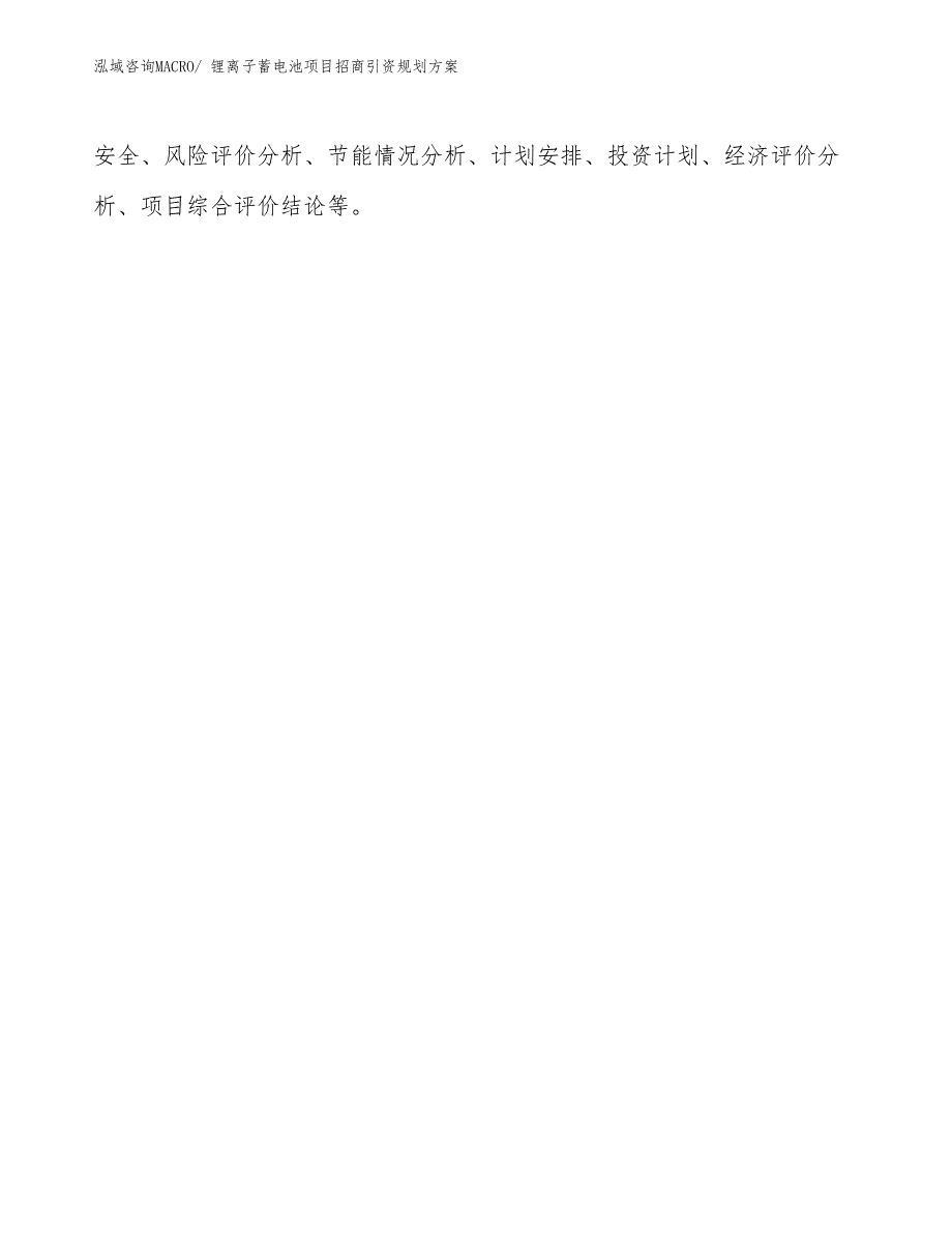 锂离子蓄电池项目招商引资规划方案_第2页