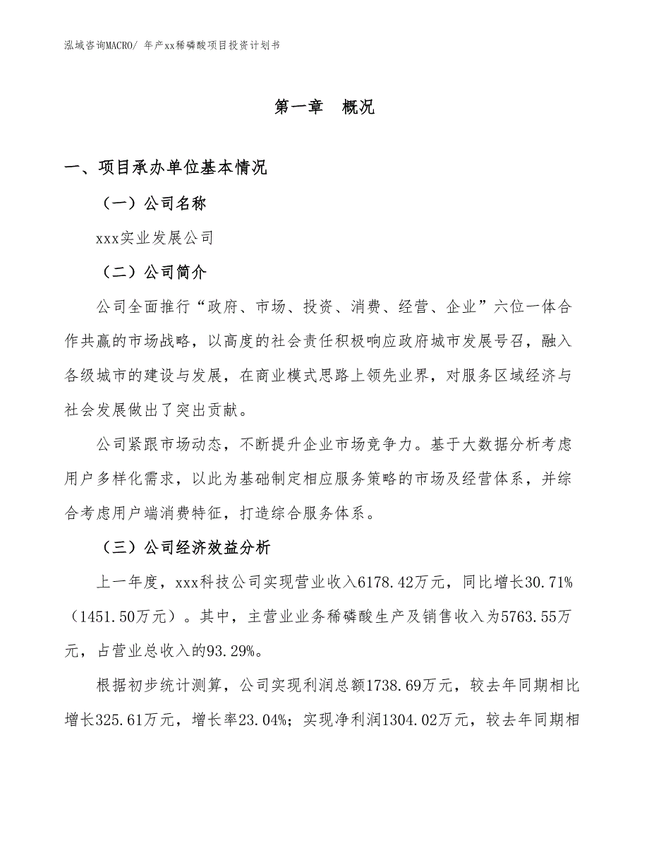 年产xx稀磷酸项目投资计划书_第3页