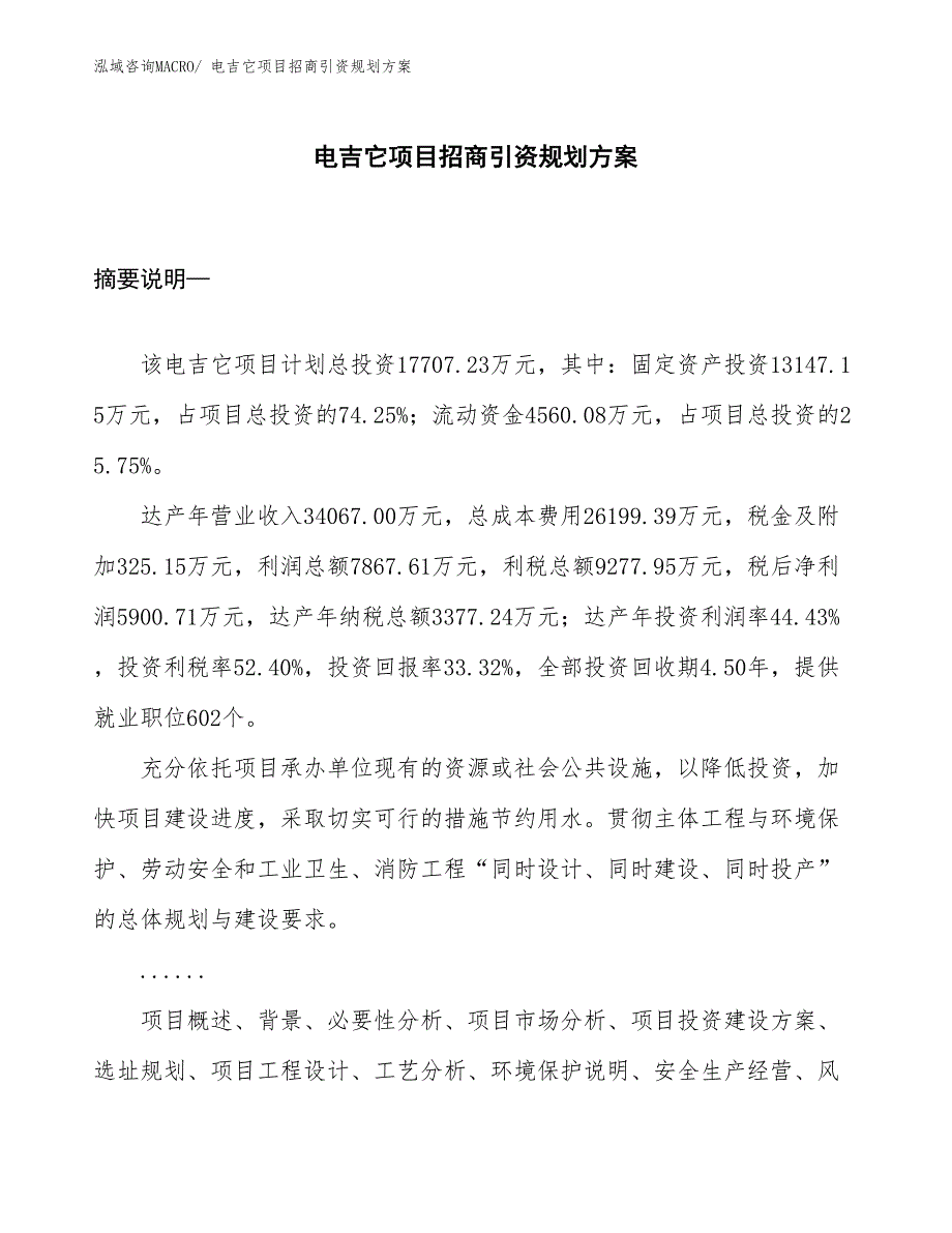 电吉它项目招商引资规划方案_第1页