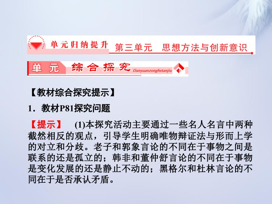 2015-2016学年高中政治第三单元思想方法与创新意识单元归纳提升课件新人教版必修_第1页