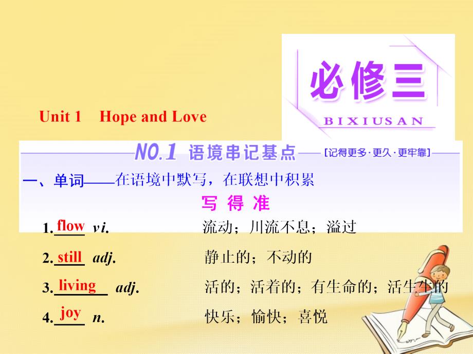 2018届高考英语一轮复习unit1hopeandlove课件重庆大学版必修_第1页