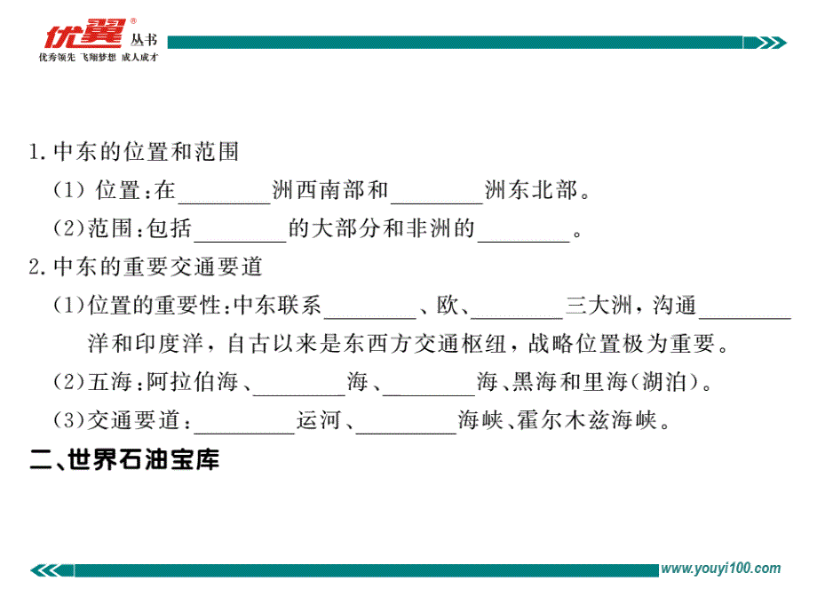 【学练优】七年级地理下册人教版 习题讲评课件：8-1第1课时  “三洲五海之地”  世界石油宝库_第3页