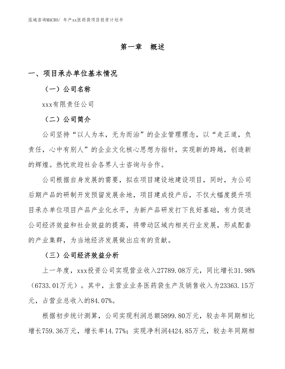 年产xx医药袋项目投资计划书_第3页