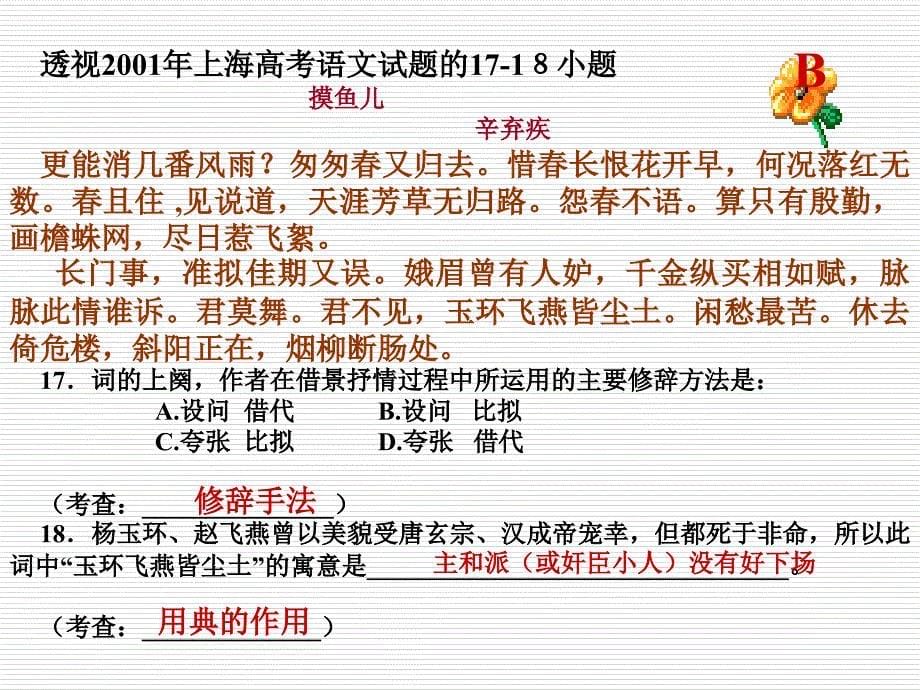 高考古诗鉴赏常用答题方法课件课件_第5页