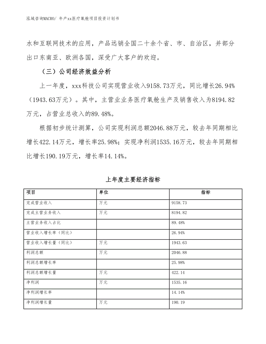 年产xx医疗氧舱项目投资计划书_第4页