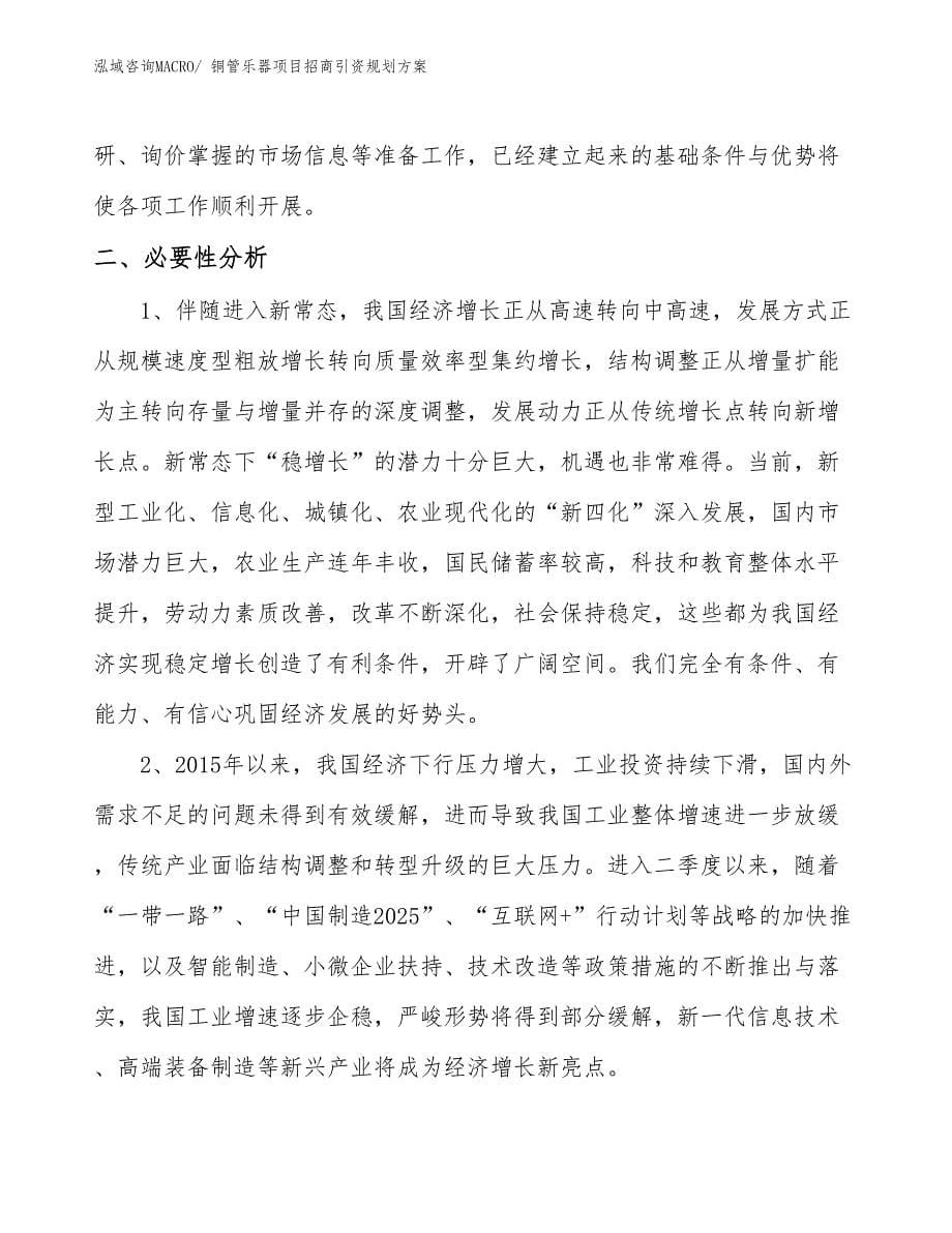 铜管乐器项目招商引资规划方案_第5页