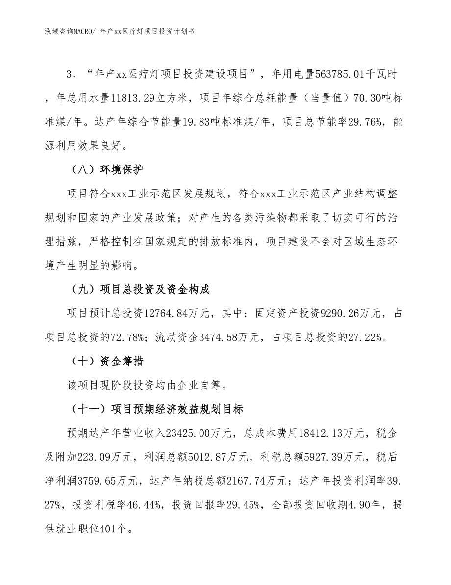 年产xx医疗灯项目投资计划书_第5页