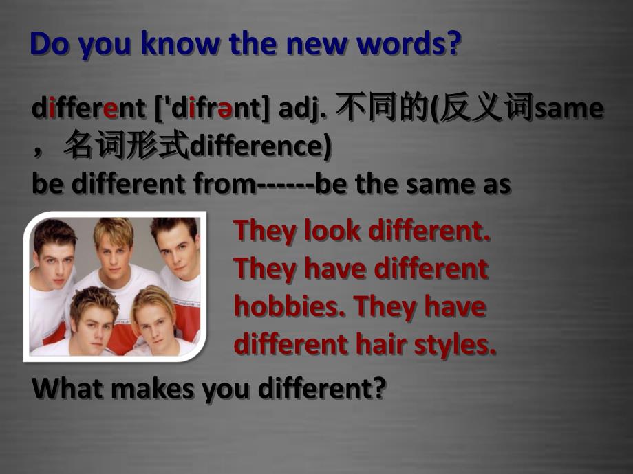 七年级英语上册unit3lesson18wealllookdifferent课件（新版）冀教版_第4页