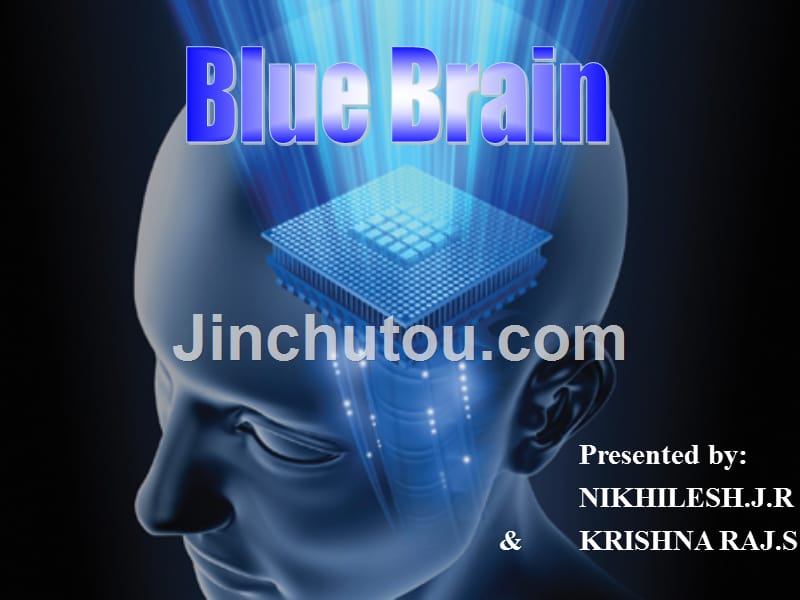 科学家专用ppt模板；蓝脑计划项目blue brain有神秘神经元做底纹_第1页