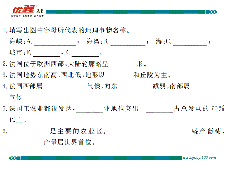 【学练优】七年级地理下册湘教版 习题讲评课件：8-4法  国_第3页