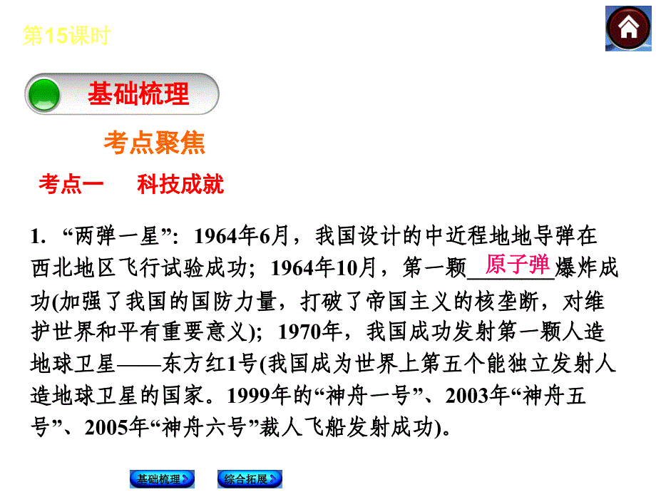 中考历史（淮安专用）总复习课件：第15课时 中国现代科技与社会生活（共15张ppt）_第2页