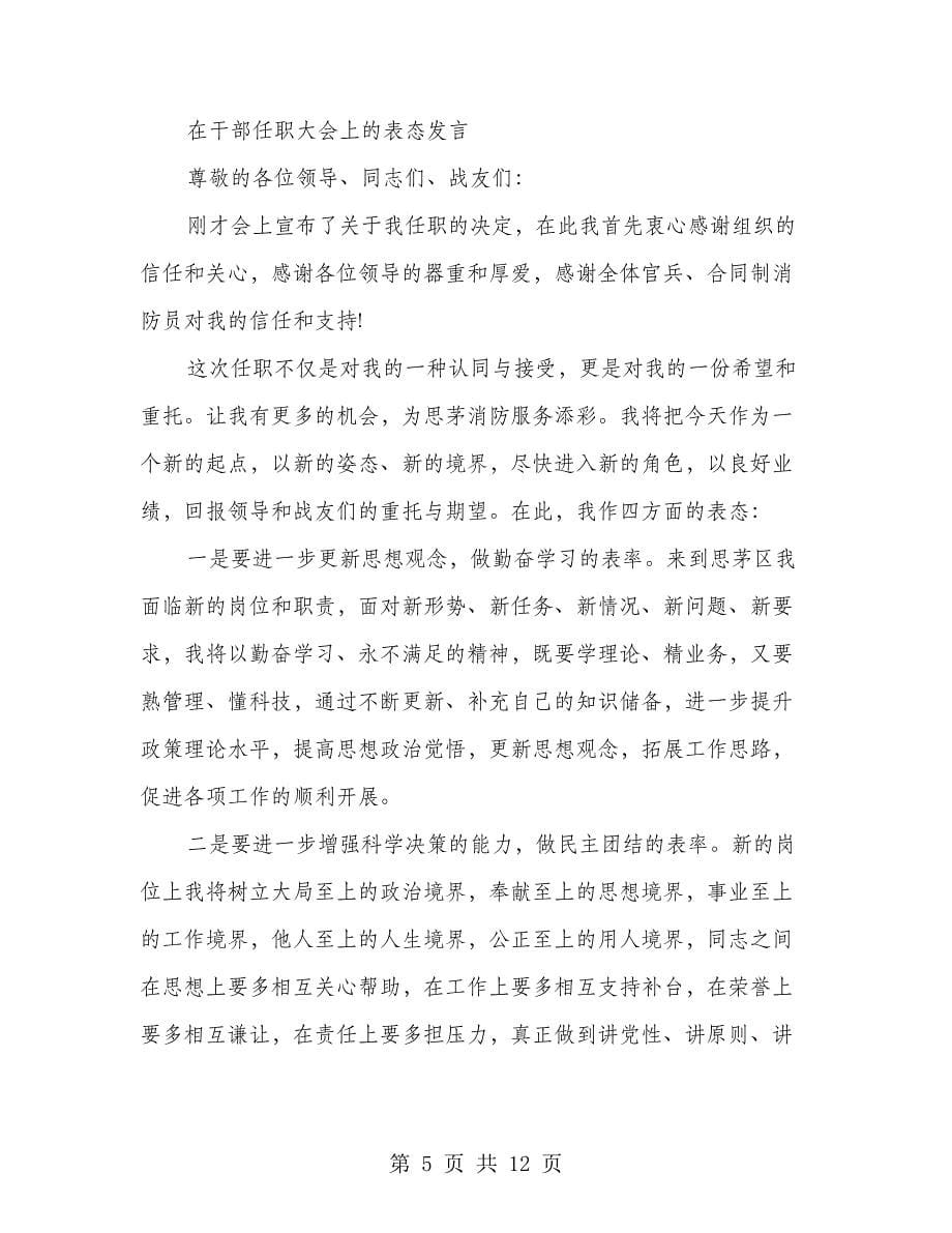 干部任职表态发言(多篇范文)_第5页