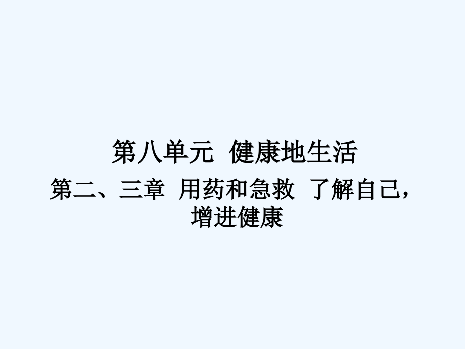 广东省中山市南头初级中学人教版中考复习课件（考点突破+课堂检测+课后巩固）   第八单元-第二、三章  用药和急救  了解自己，增进健康（共58张ppt）_第1页