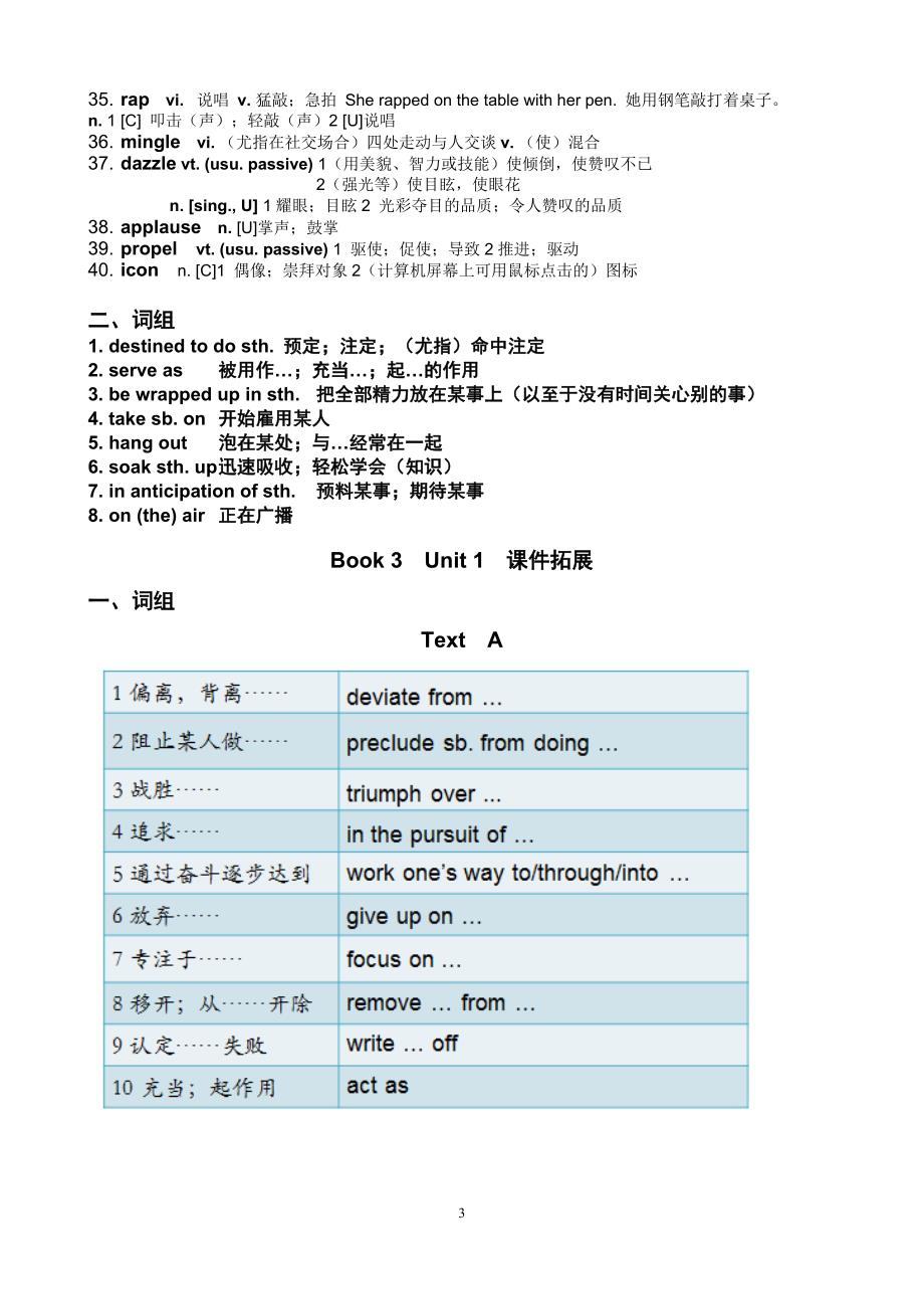 新视野大学英语(第三版)book3-unit1-知识点总结_第3页