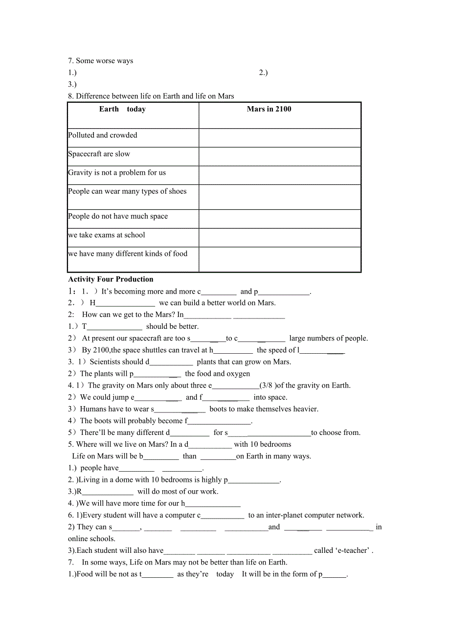 英语：unit 1 life on mars reading(1)学案（译林牛津九年级下）_第3页