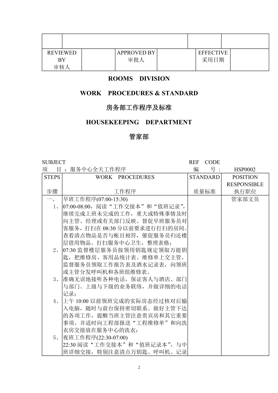 某四星级酒店客房管理制度与工作流程1_第2页