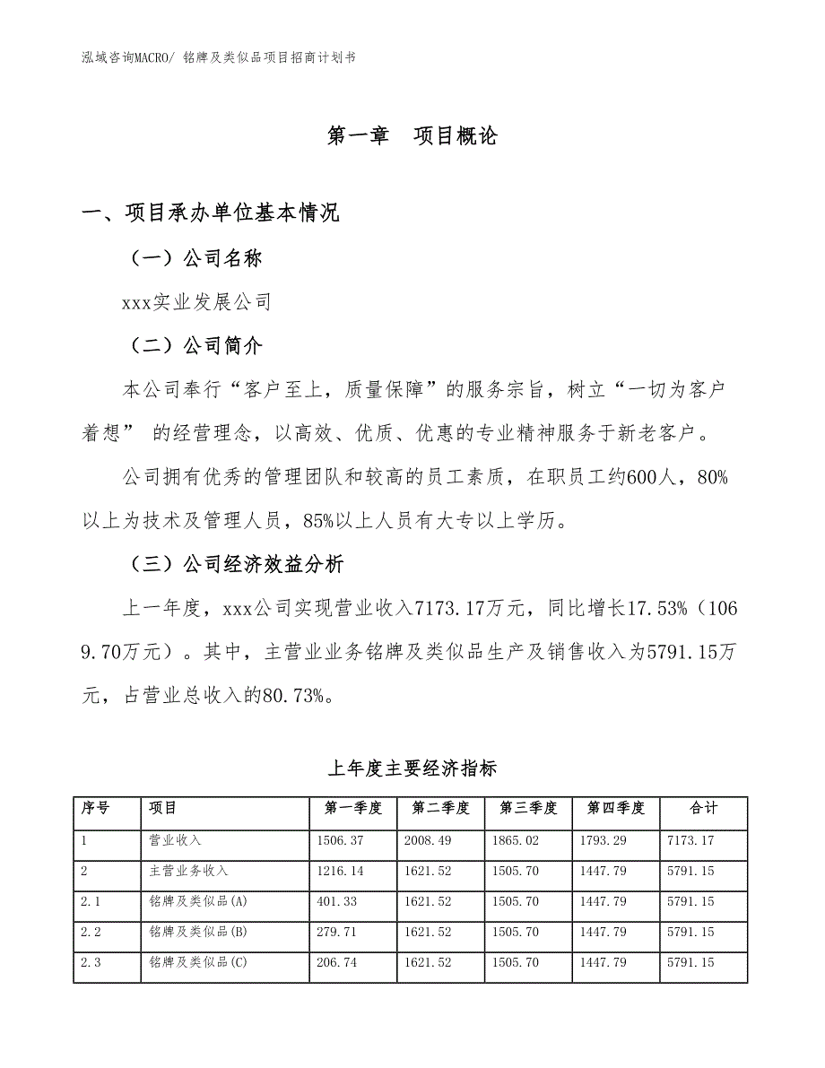 铭牌及类似品项目招商计划书_第4页