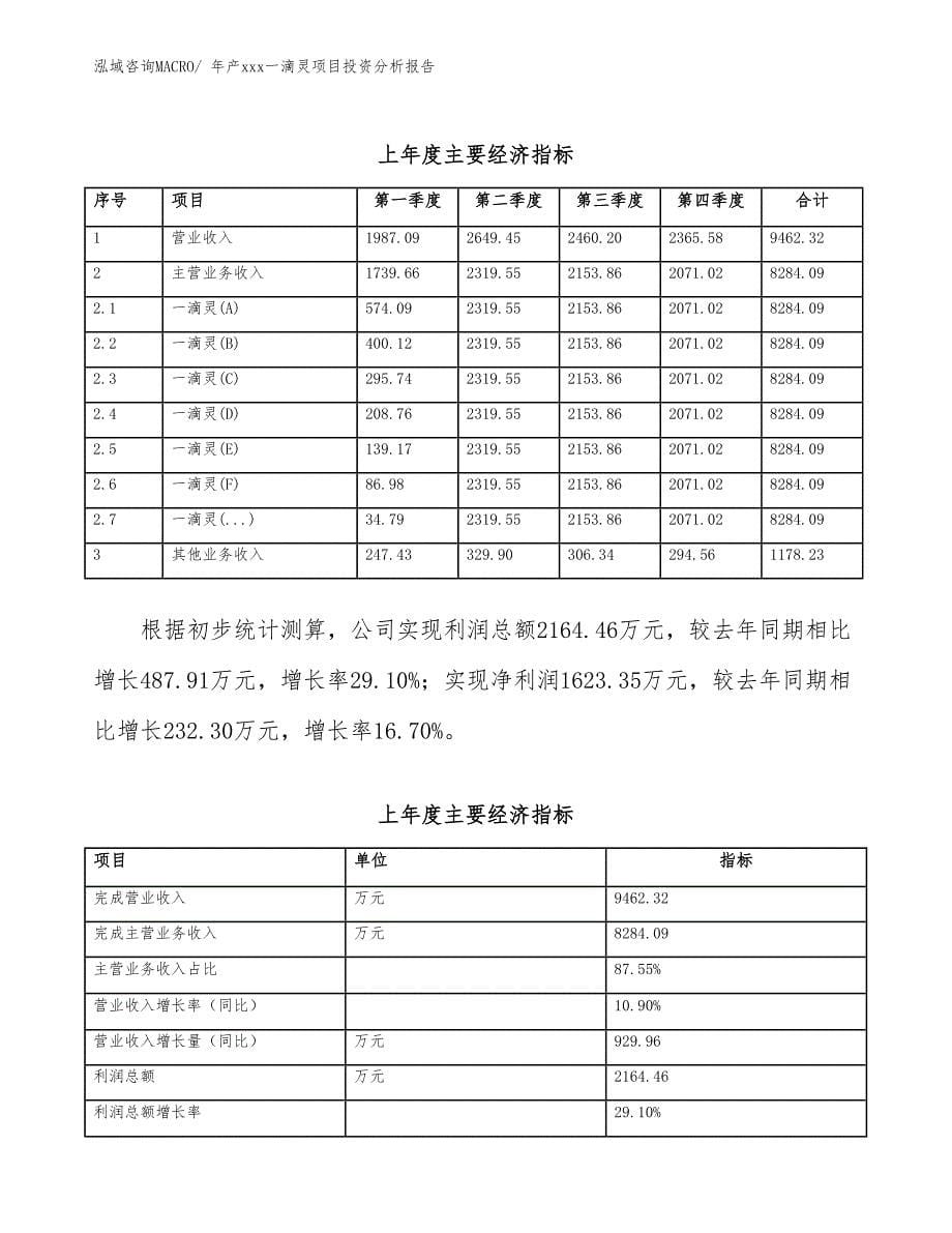 年产xxx一滴灵项目投资分析报告_第5页