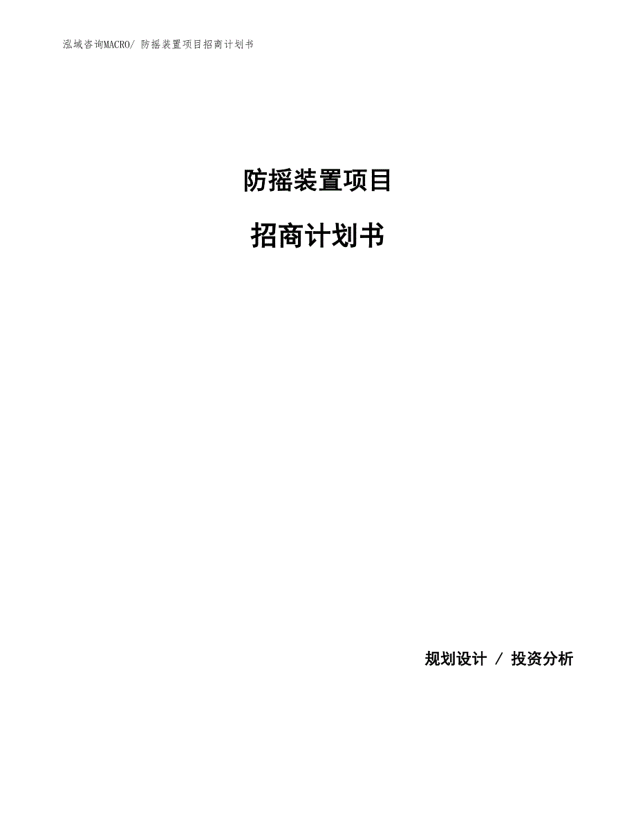 防摇装置项目招商计划书_第1页