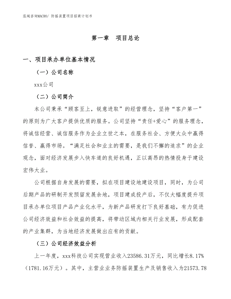 防摇装置项目招商计划书_第4页