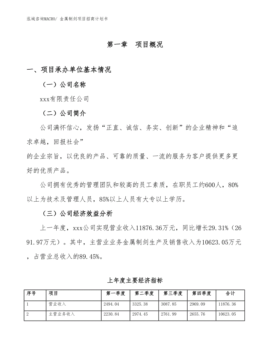 金属制剑项目招商计划书_第4页