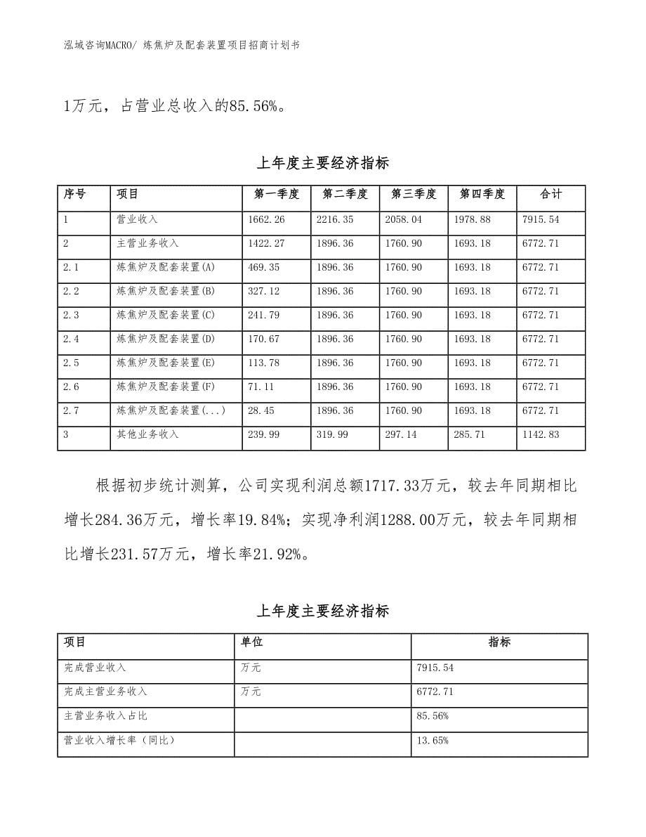 炼焦炉及配套装置项目招商计划书_第5页