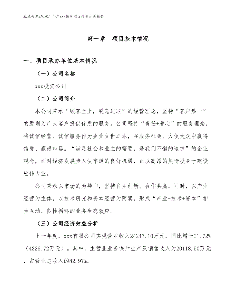 年产xxx铁片项目投资分析报告_第4页