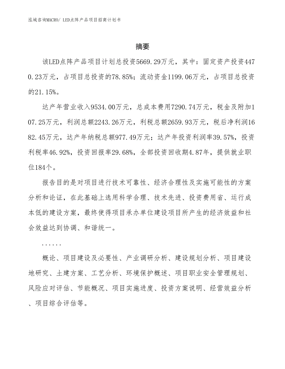 LED点阵产品项目招商计划书_第2页