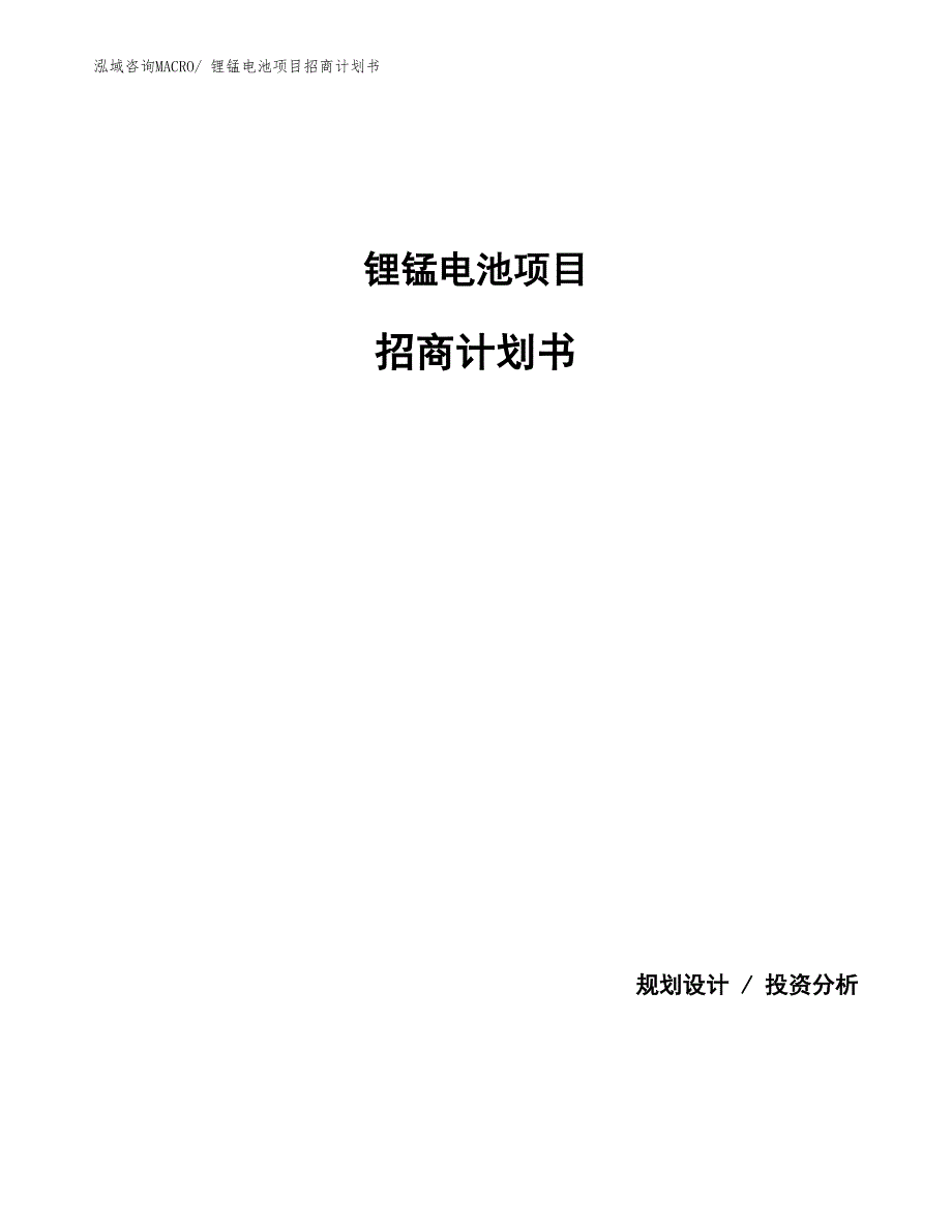 锂锰电池项目招商计划书_第1页