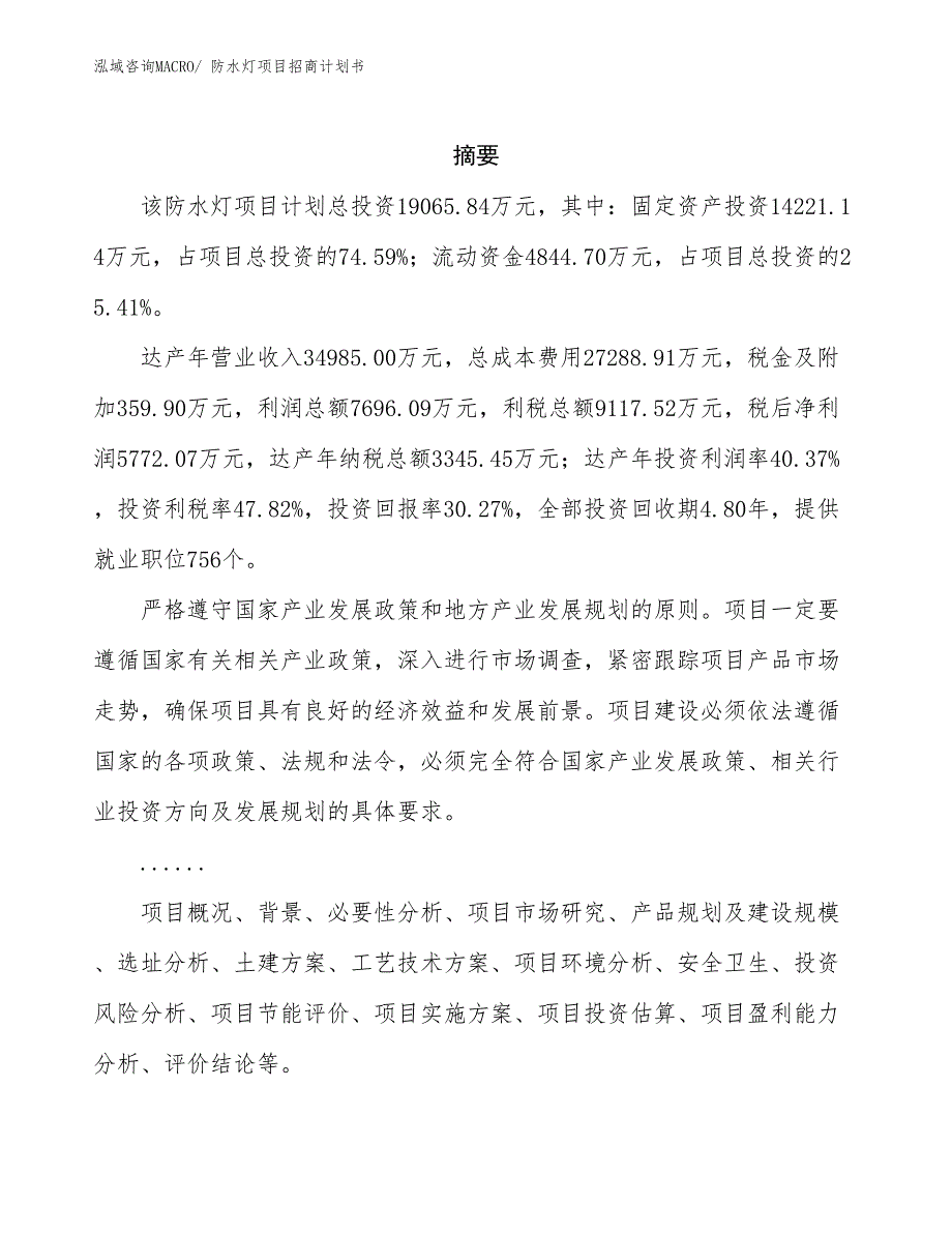 防水灯项目招商计划书_第2页
