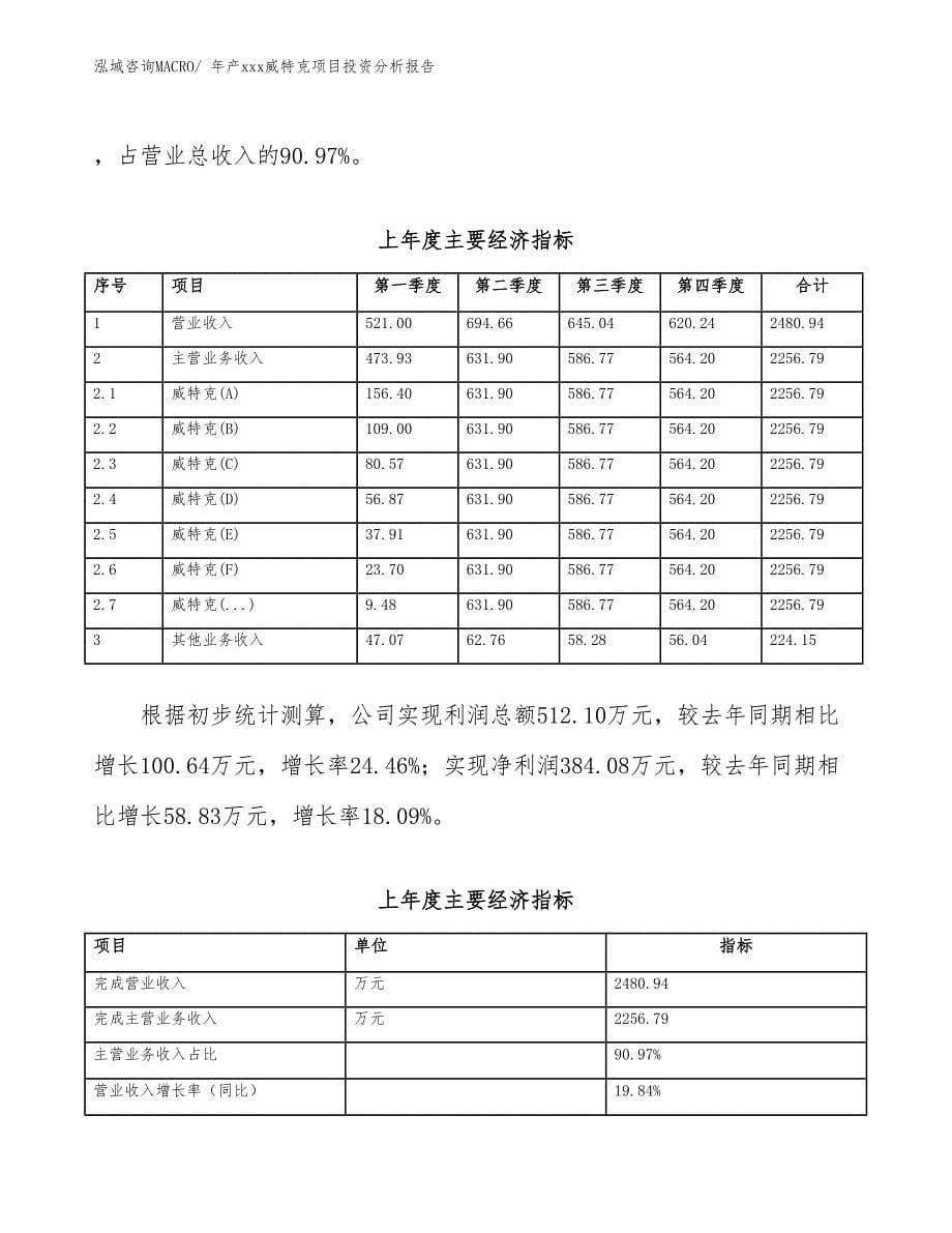 年产xxx威特克项目投资分析报告_第5页