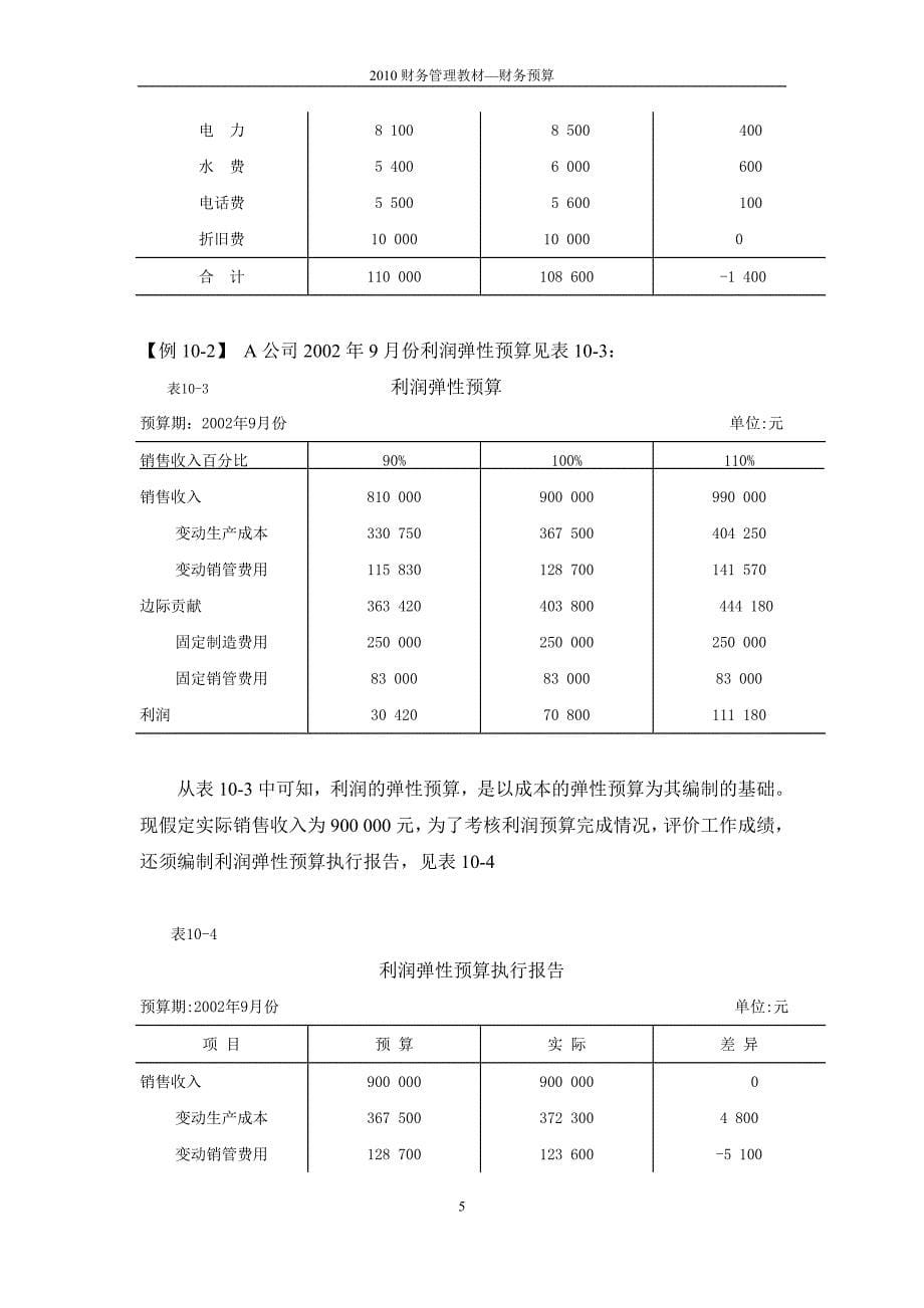 2010财务管理教材 第九章财务预算_第5页