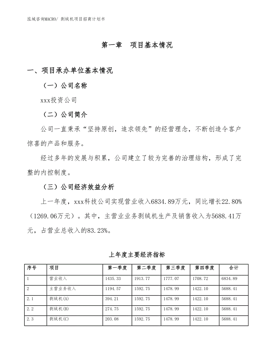 剥绒机项目招商计划书_第4页