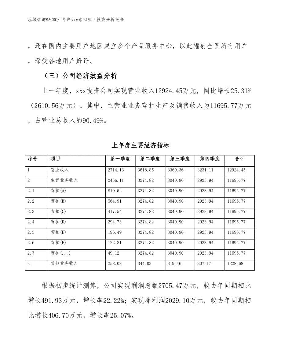 年产xxx弯扣项目投资分析报告_第5页