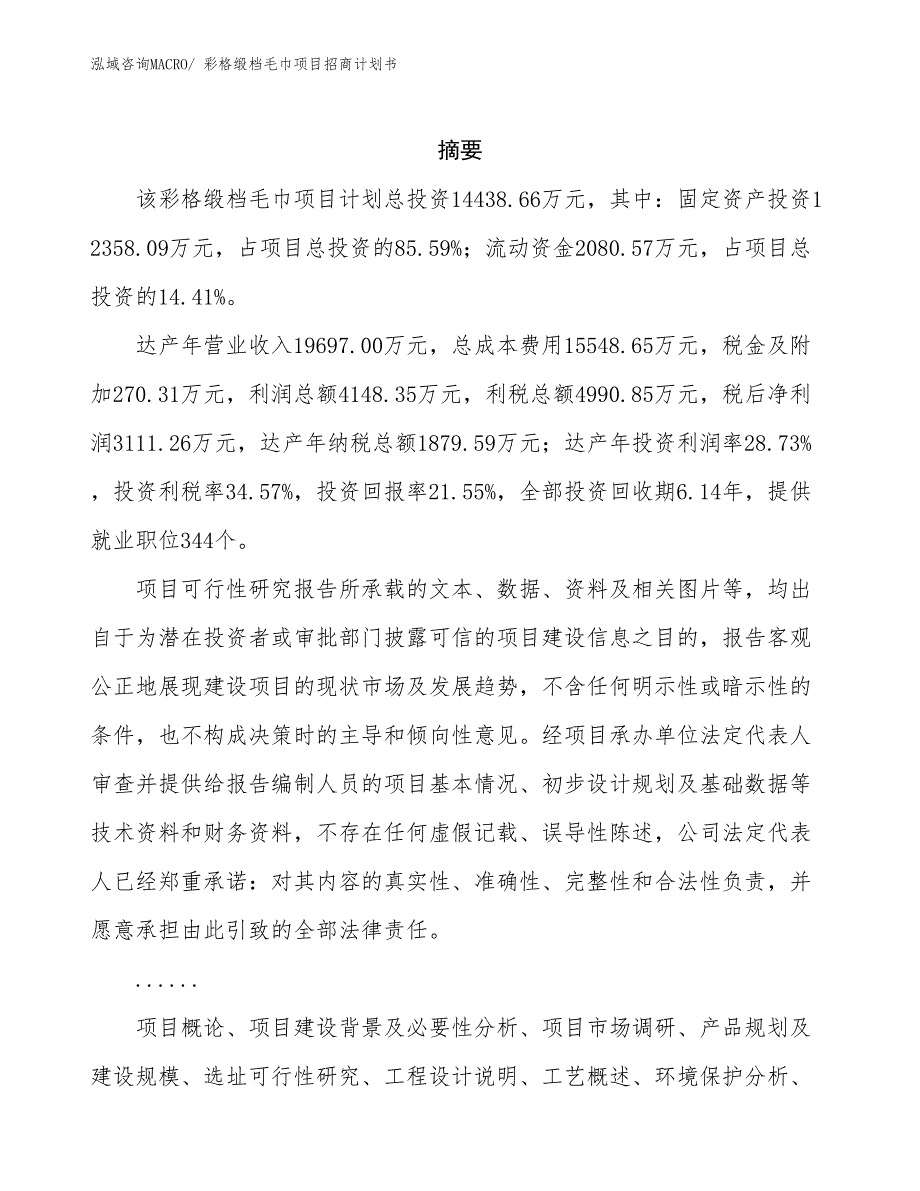 彩格缎档毛巾项目招商计划书_第2页