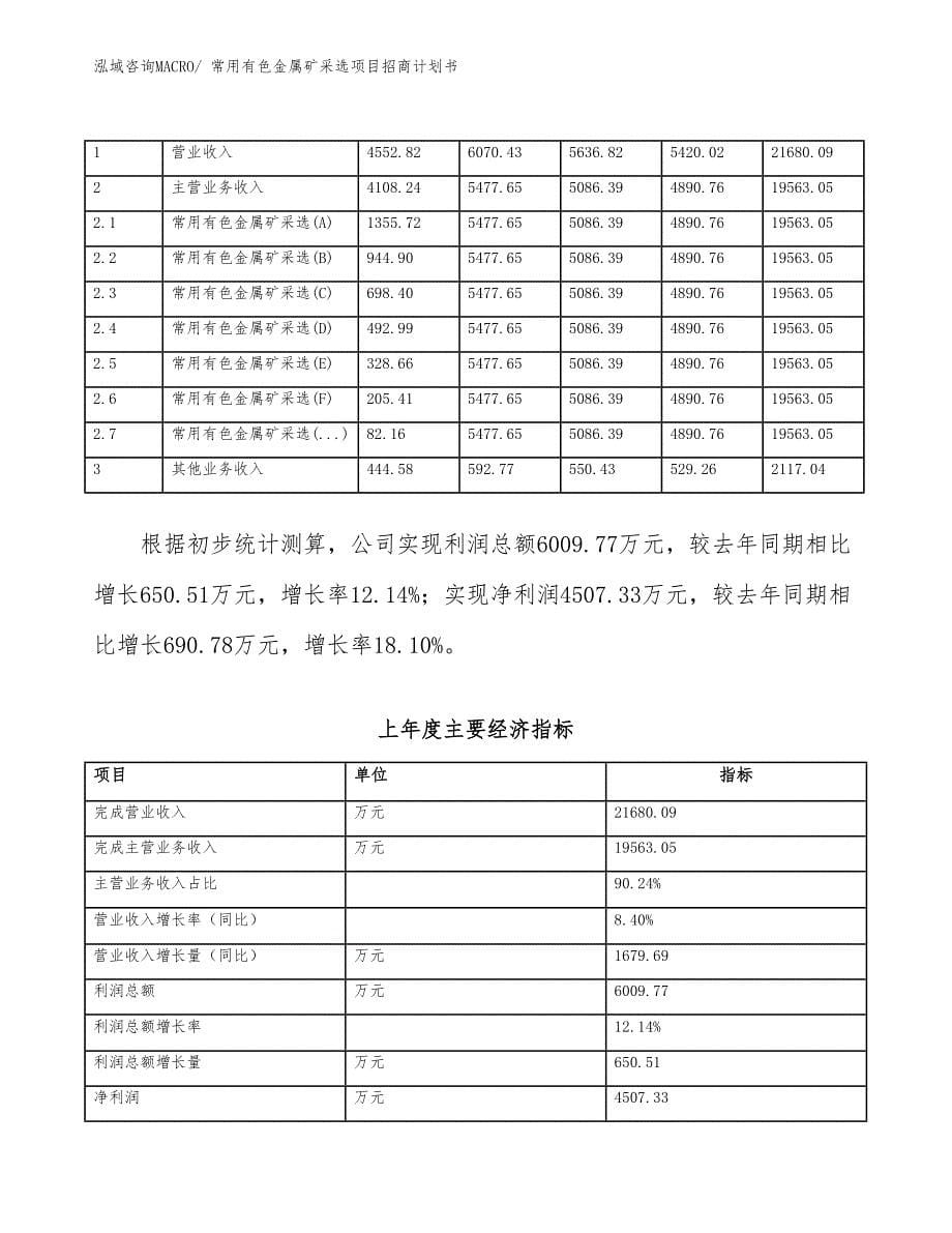 常用有色金属矿采选项目招商计划书_第5页