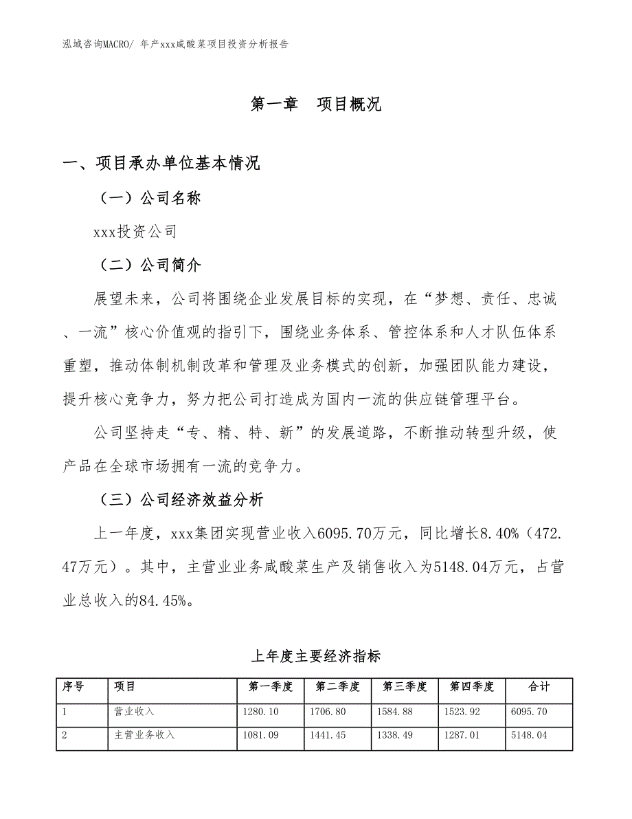 年产xxx咸酸菜项目投资分析报告_第4页