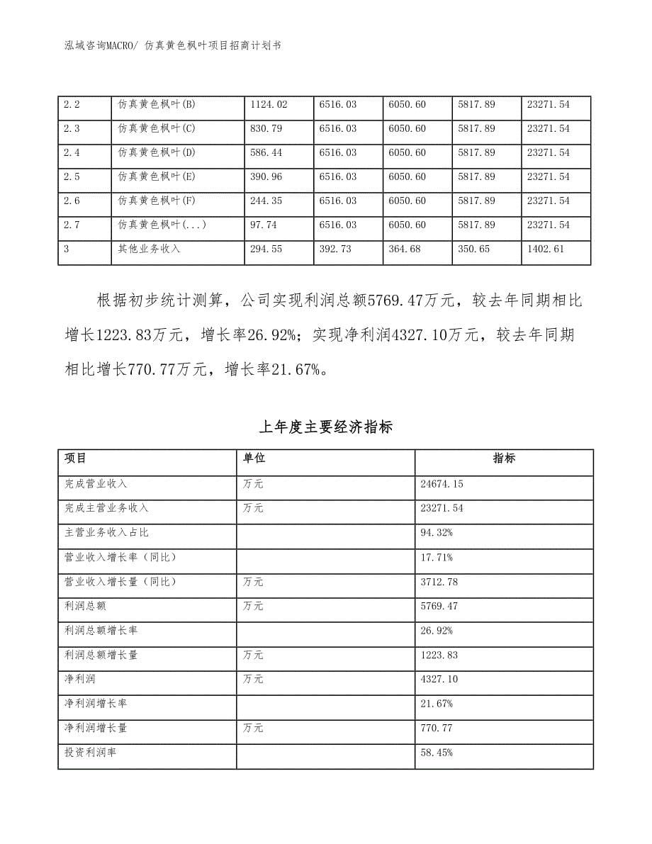 仿真黄色枫叶项目招商计划书_第5页