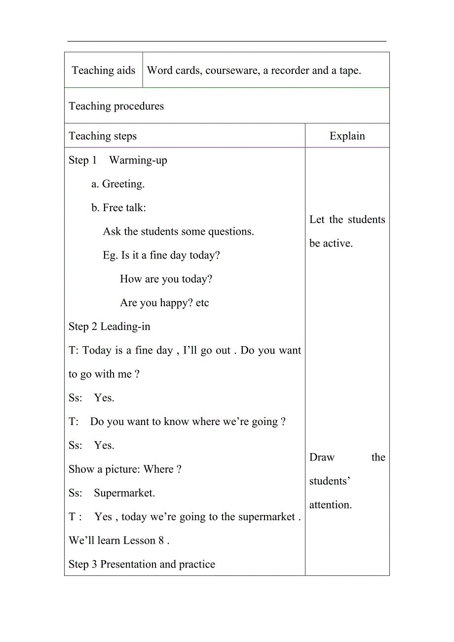 lesson 8 教学设计 快乐英语第六册_第2页