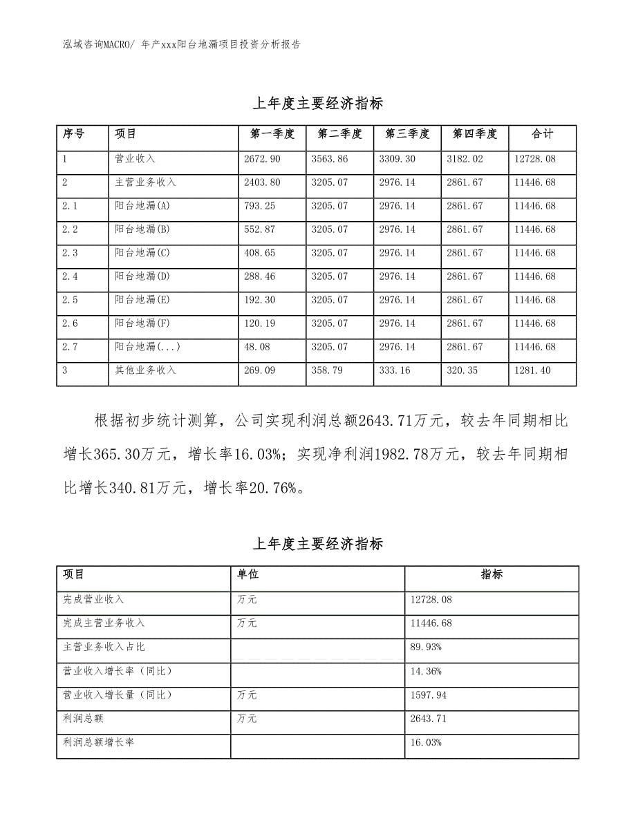 年产xxx阳台地漏项目投资分析报告_第5页