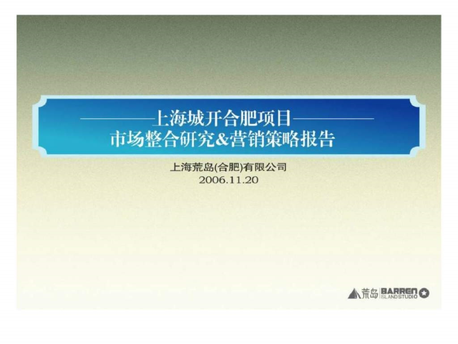 上海城开合肥项目市场整合研究&营销策略报告_第1页