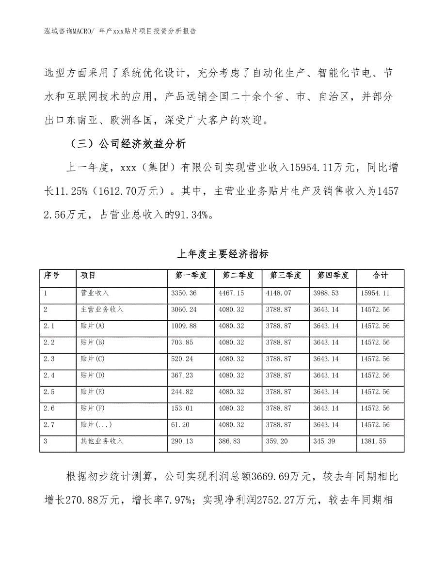 年产xxx贴片项目投资分析报告_第5页