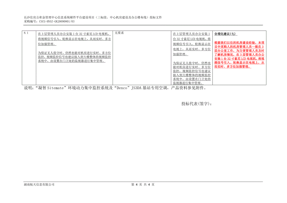 机房规格响应表 长沙住房公积金管理中心 信息系统硬件平台建设项目 中心机房建设及办公楼布线_第4页