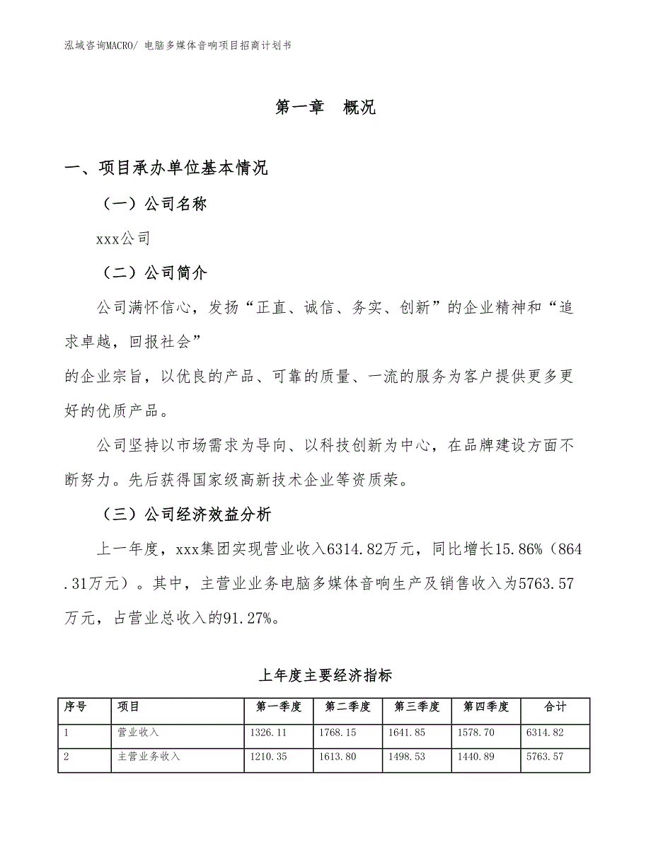 电脑多媒体音响项目招商计划书_第4页