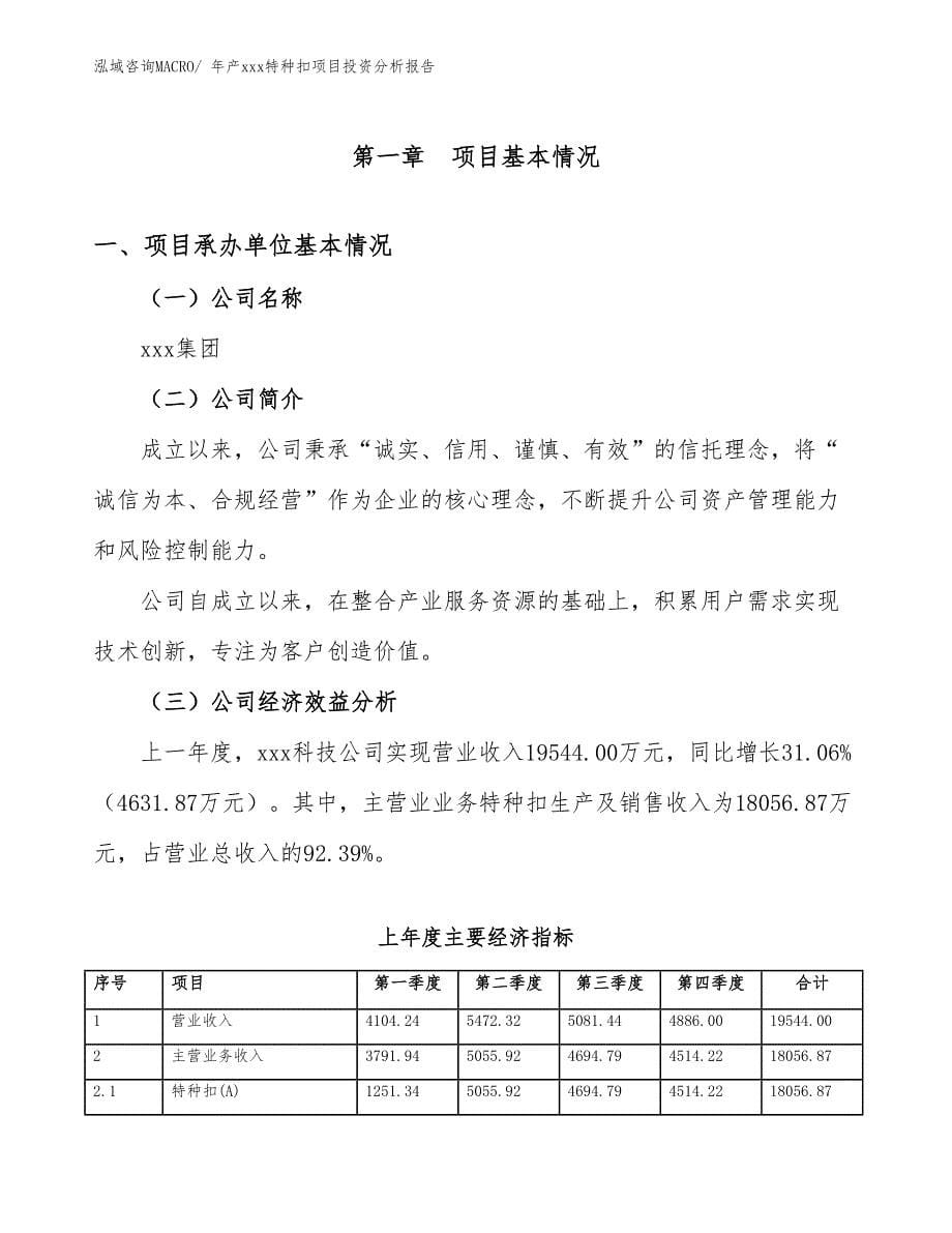 年产xxx特种扣项目投资分析报告_第5页